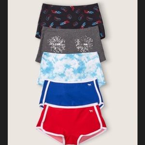 Victoria’s Secret PINK 5-pack Cotton Shortie Panties 4th of July Americana Theme
